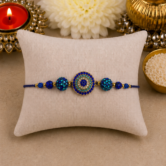 XL Mixed Swarovski Gold Evil Eye Designer Rakhi