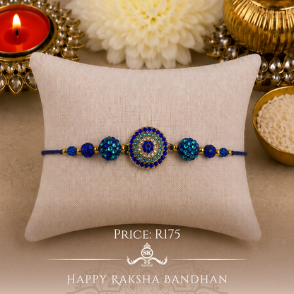 XL Mixed Swarovski Gold Evil Eye Designer Rakhi