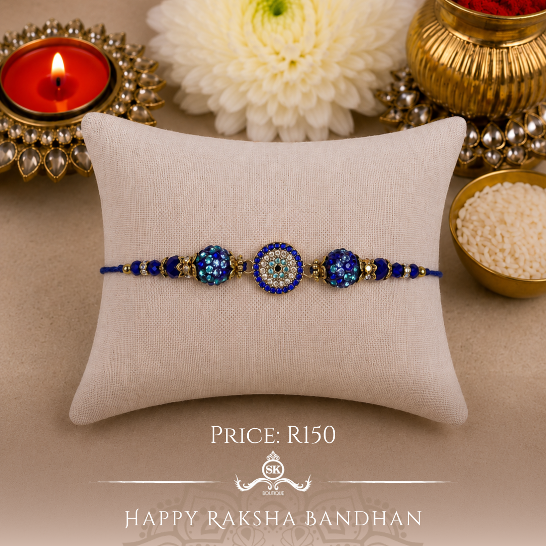 Mixed Swarovski Gold Evil Eye Designer Rakhi