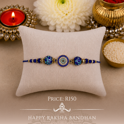 Mixed Swarovski Gold Evil Eye Designer Rakhi