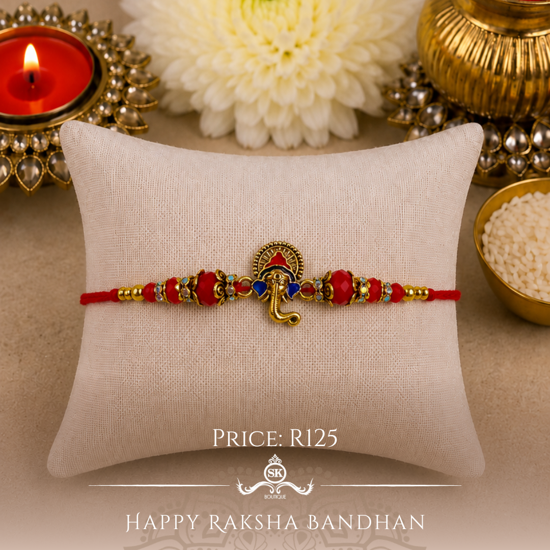 Red Colourful Ganesha Designer Rakhi