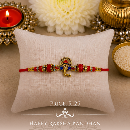 Red Colourful Ganesha Designer Rakhi