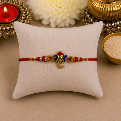 Red Colourful Ganesha Designer Rakhi