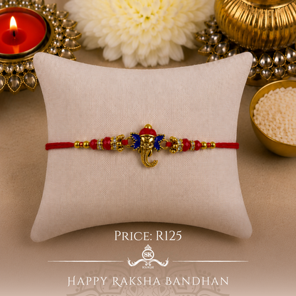 Red Colourful Ganesha Designer Rakhi