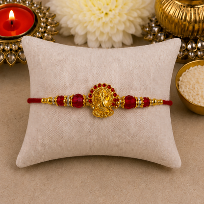 Ganesha with Red Crystal Designer Rakhi