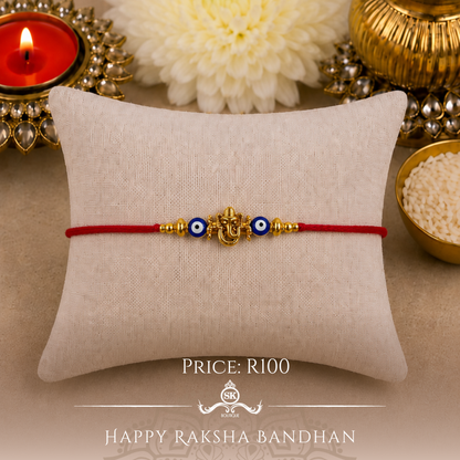 Mini Ganesha with Evil Eye Designer Rakhi