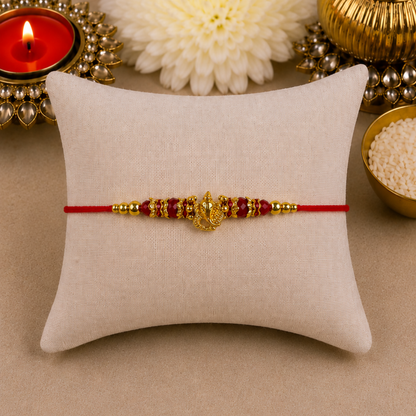 Red & Gold Ganesha Designer Rakhi