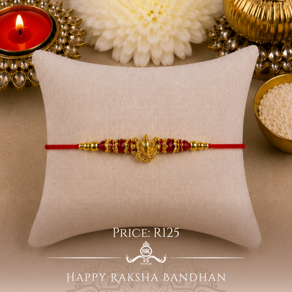 Red & Gold Ganesha Designer Rakhi