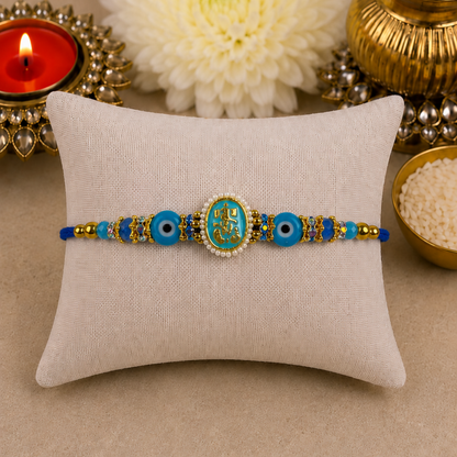 Blue Ganesha with Evil Eye Designer Rakhi