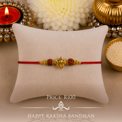 Mini Ganesha with Rudraksh Designer Rakhi