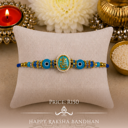 Blue Ganesha with Evil Eye Designer Rakhi