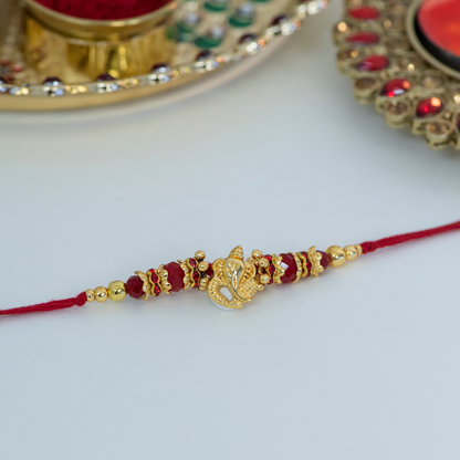 Red & Gold Ganesha Designer Rakhi
