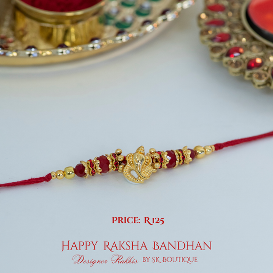 Red & Gold Ganesha Designer Rakhi