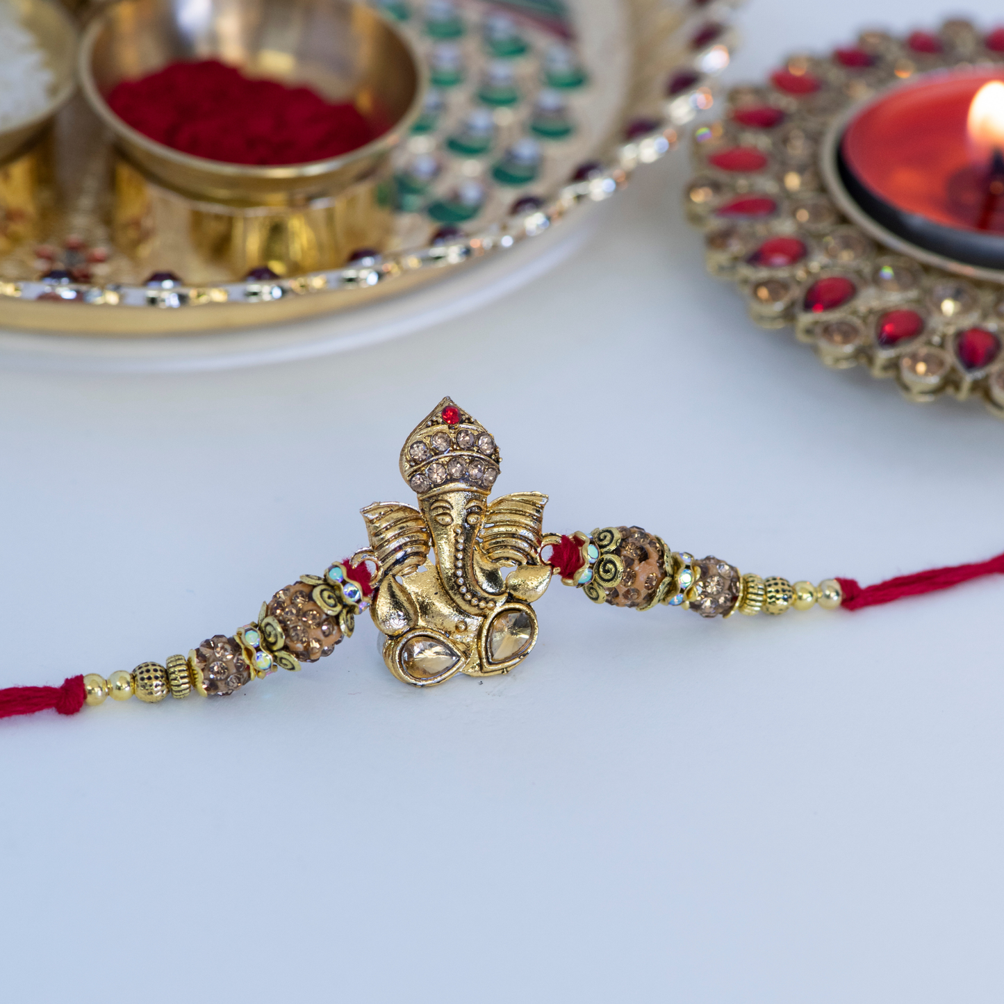 XL Ganesha with Swarovski Beads Designer Rakhi