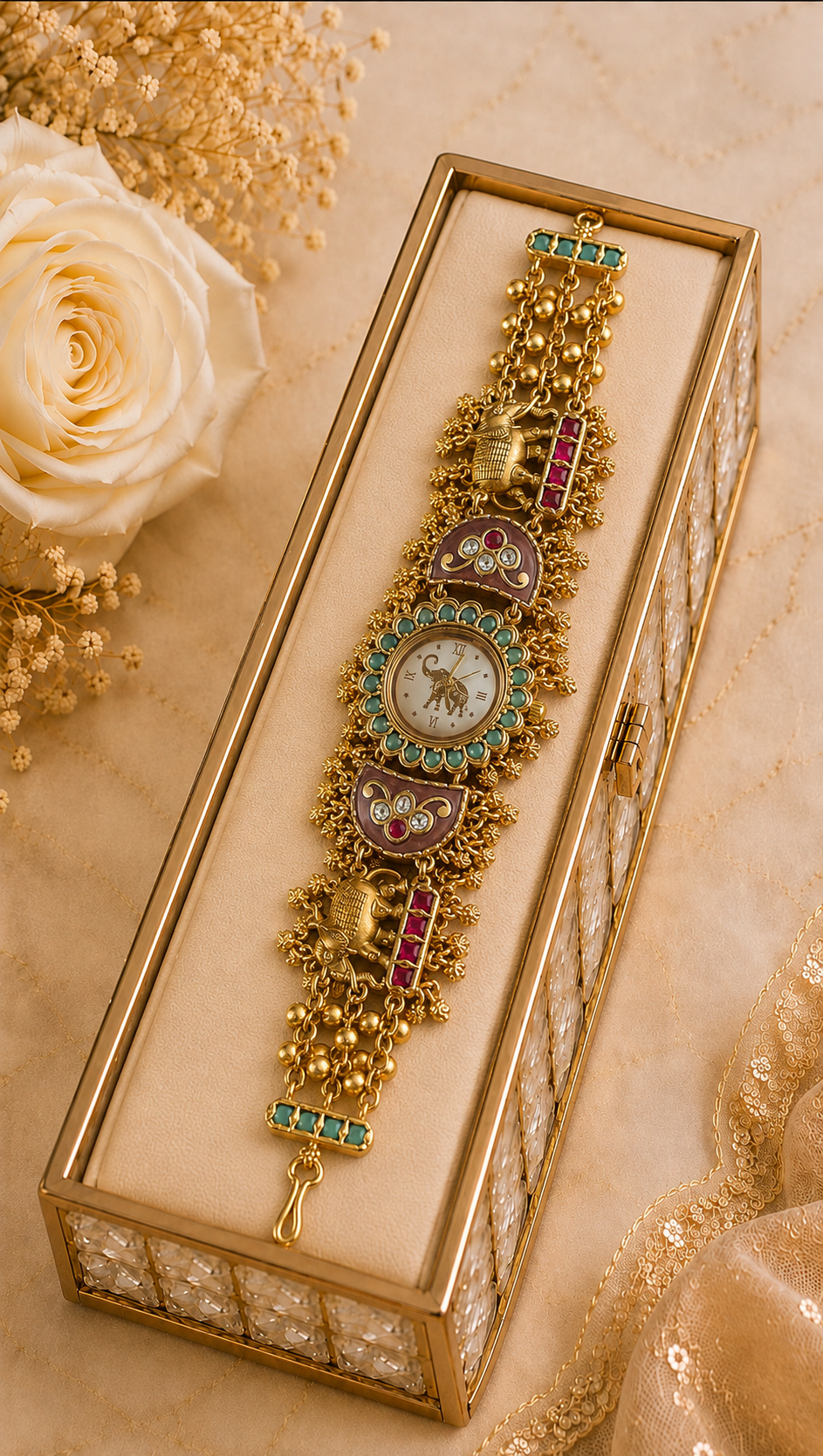 pink with Elephants Designer Heritage Watch