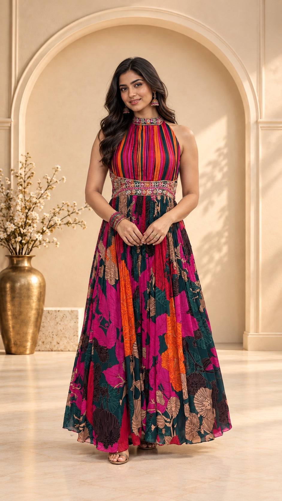Colourful Floral Anarkali