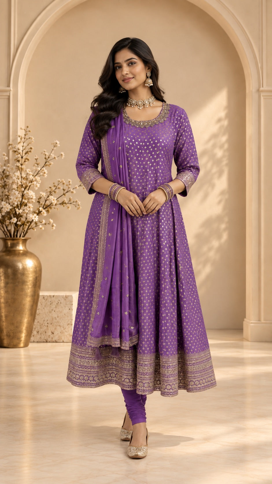 Dark Purple Georgette Anarkali Set
