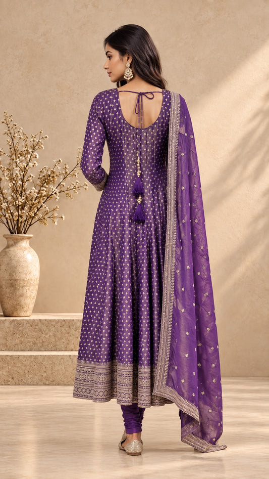 Dark Purple Georgette Anarkali Set