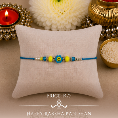 Blue & Yellow Flower Smiley Designer Rakhi
