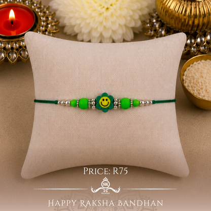 Green Flower Smiley Designer Rakhi