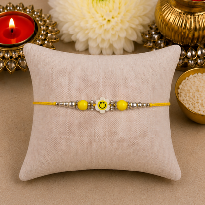 Yellow Flower Smiley Designer Rakhi