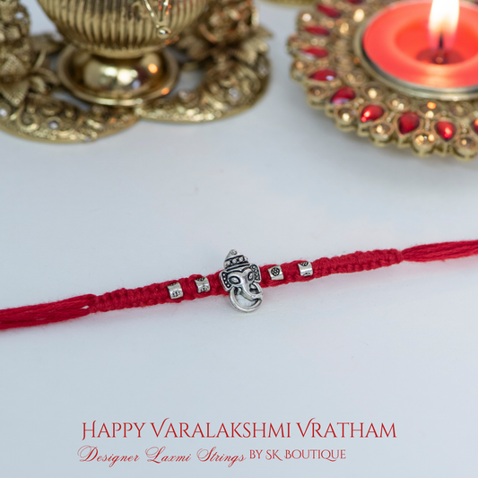 Silver Ganesh Kids Knotted Laxmi String