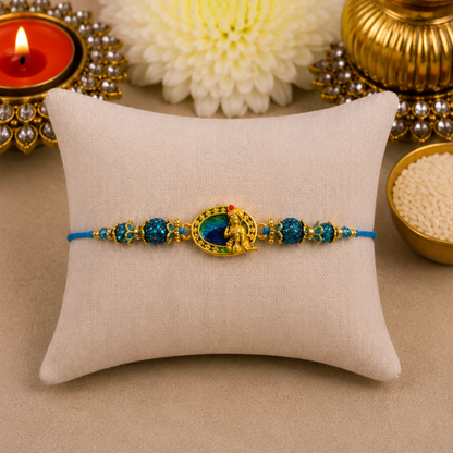 Beaded Peacock Feather Designer Rakhi