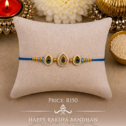 Tilak Kundan Peacock Designer Rakhi