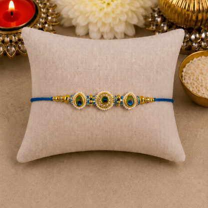 Circular Kundan Peacock Designer Rakhi