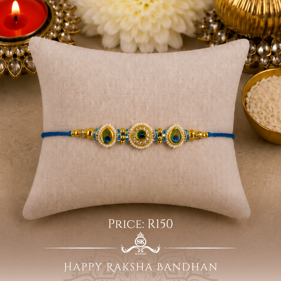 Circular Kundan Peacock Designer Rakhi