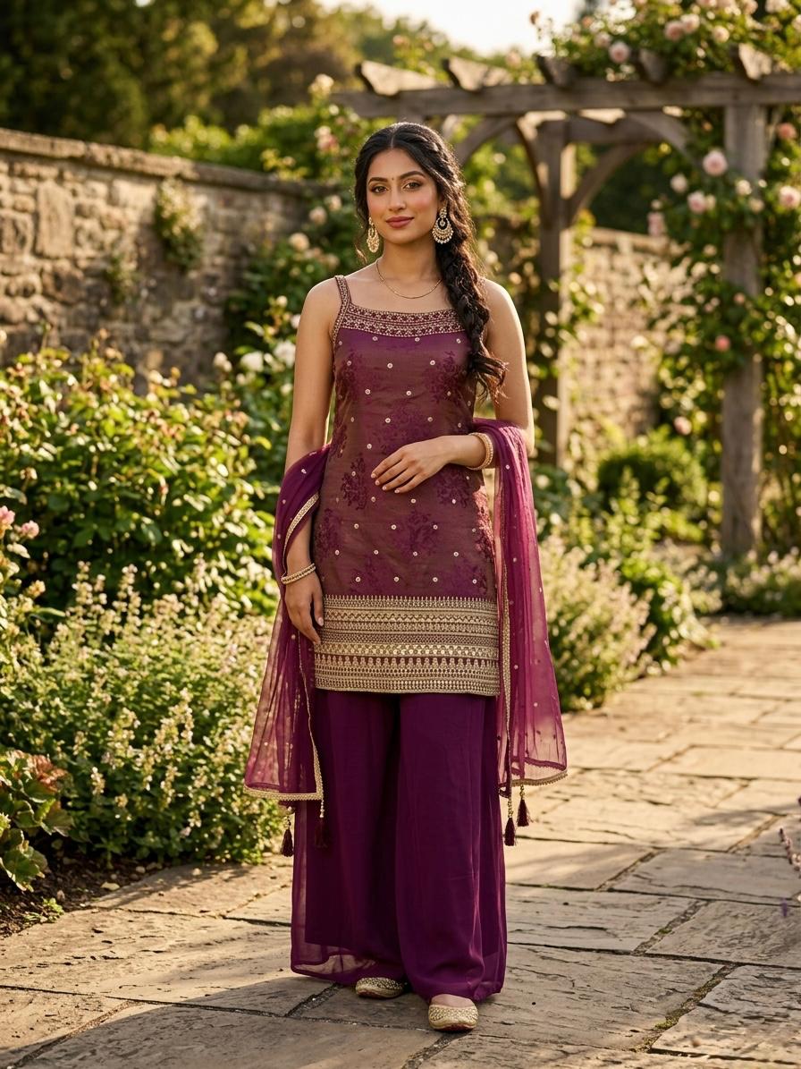 Plum Sharara Set
