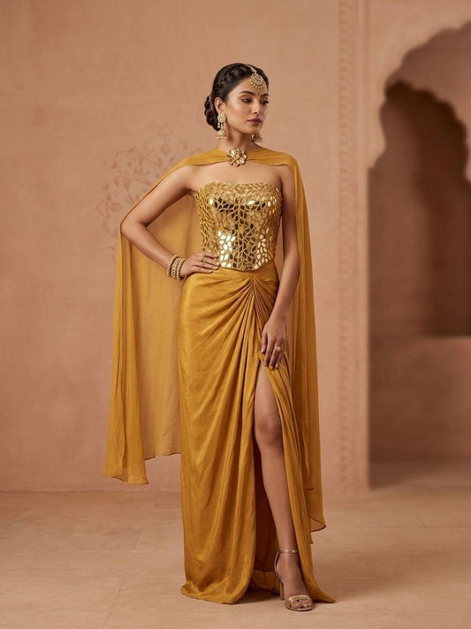 Gold Corset Indo Western Outfit