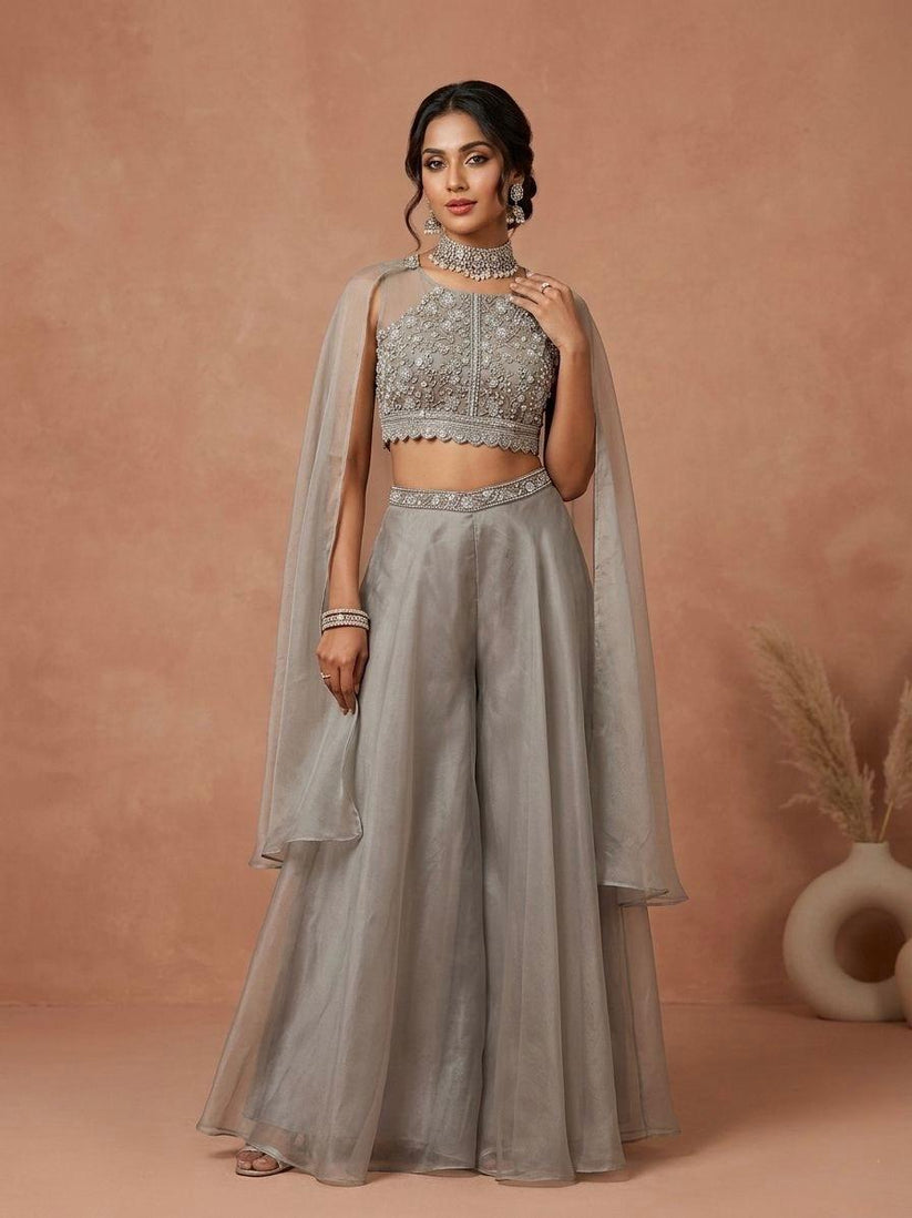 Grey Organza Sharara Set – SK Boutique