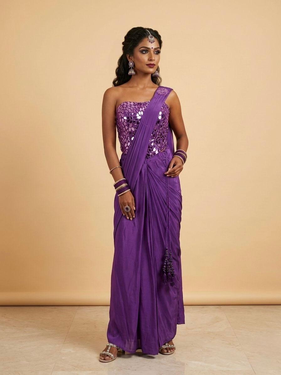 Purple Corset Indo Western Outfit