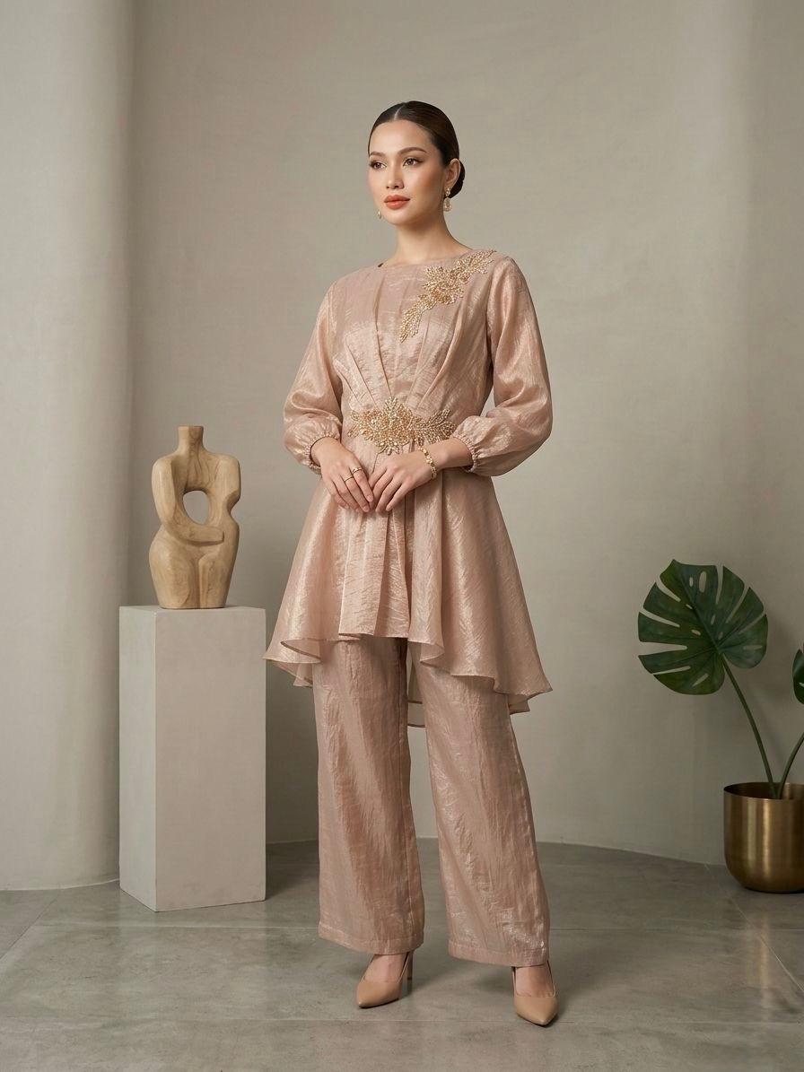 Champagn Organza Suit Set