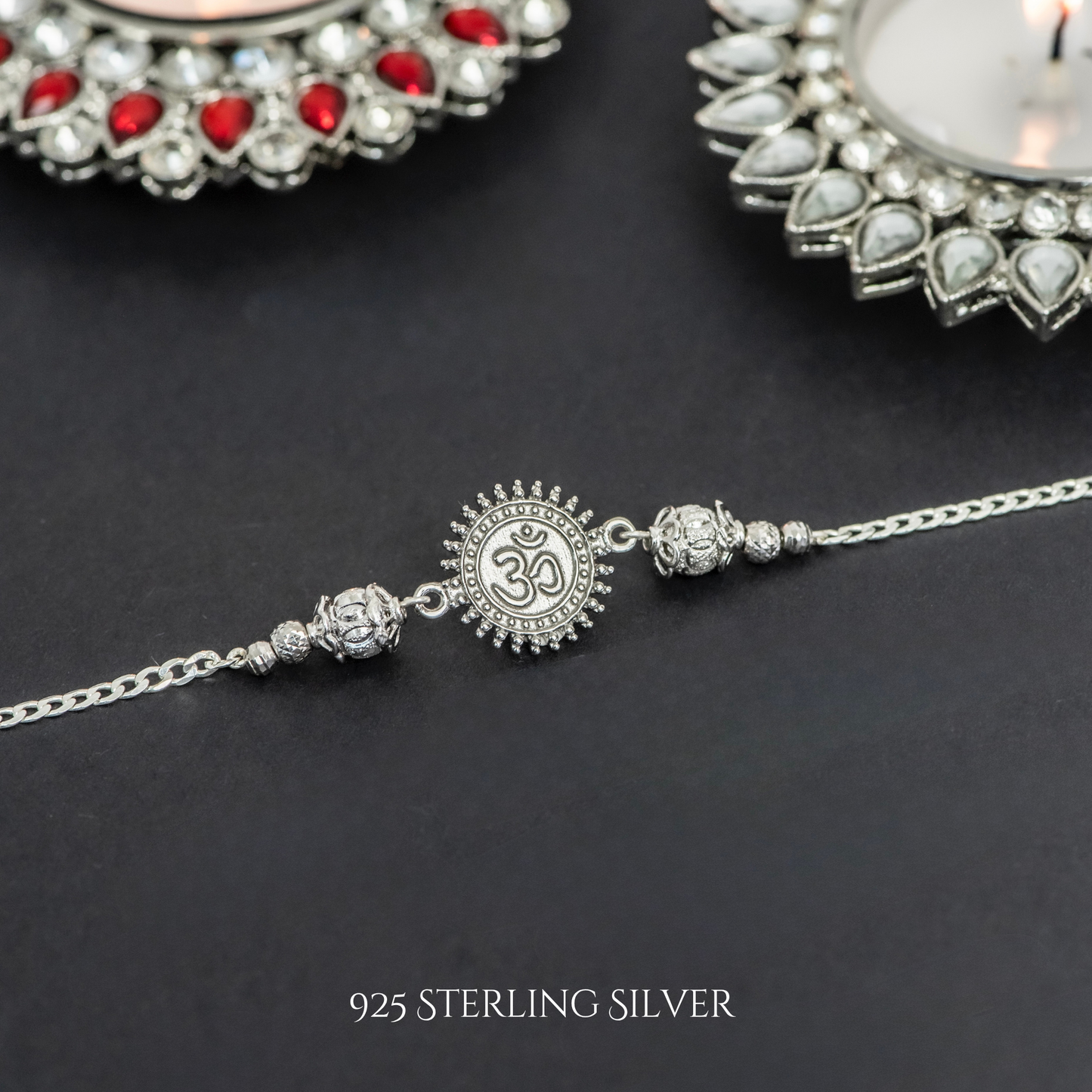 Aum 925 Sterling Silver Designer Rakhi Bracelet
