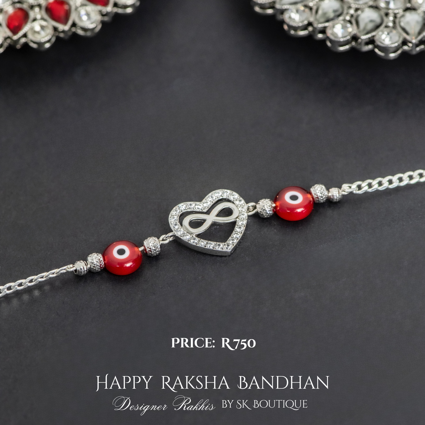 Heart with Infinity 925 Steriling Silver Designer Rakhi Bracelet