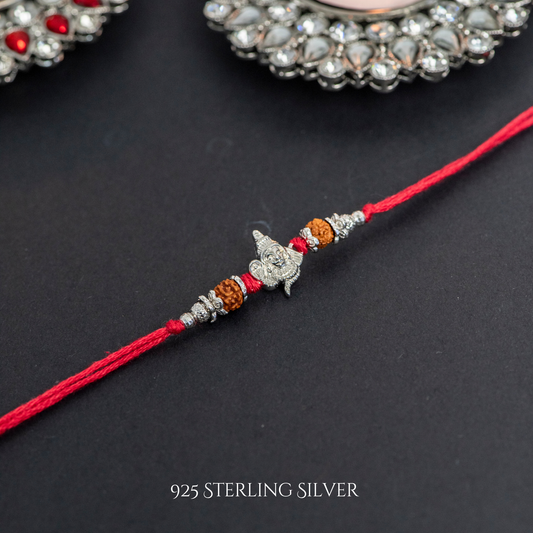 Shiv with Rudraksh 925 Sterling Silver Designer Rakhi