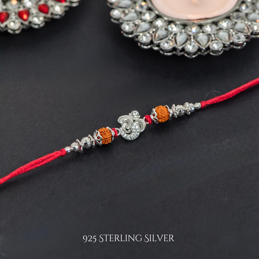 Aum with Rudraksh 925 Sterling Silver Desigenr Rakhi
