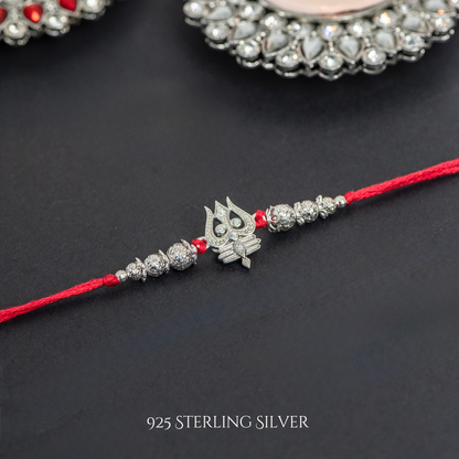 Trishul Sterling Silver Designer Rakhi
