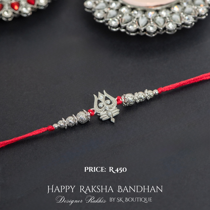 Trishul Sterling Silver Designer Rakhi