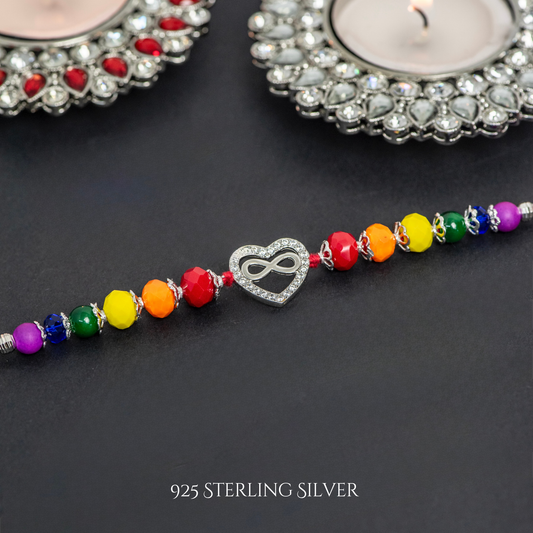Pride Heart with Infinity 925 Sterling Silver Designer Rakhi