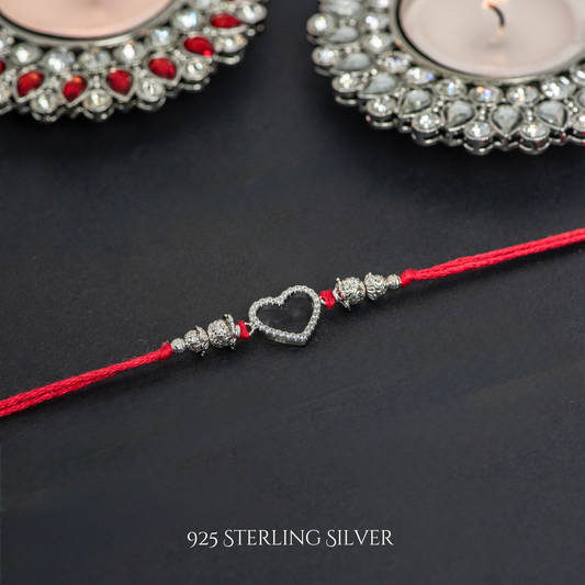 Heart 925 Sterling Silver Designer Rakhi