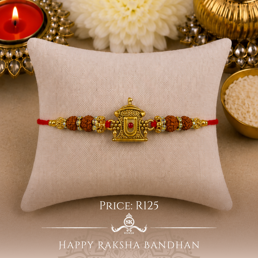 Swaminarayan Mandir with Rudraksh  Designer Rakhi