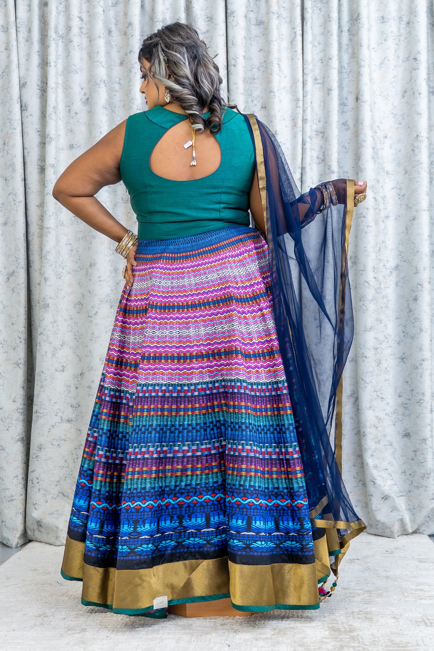 Colourful Printed Raw Silk Punjabi Set