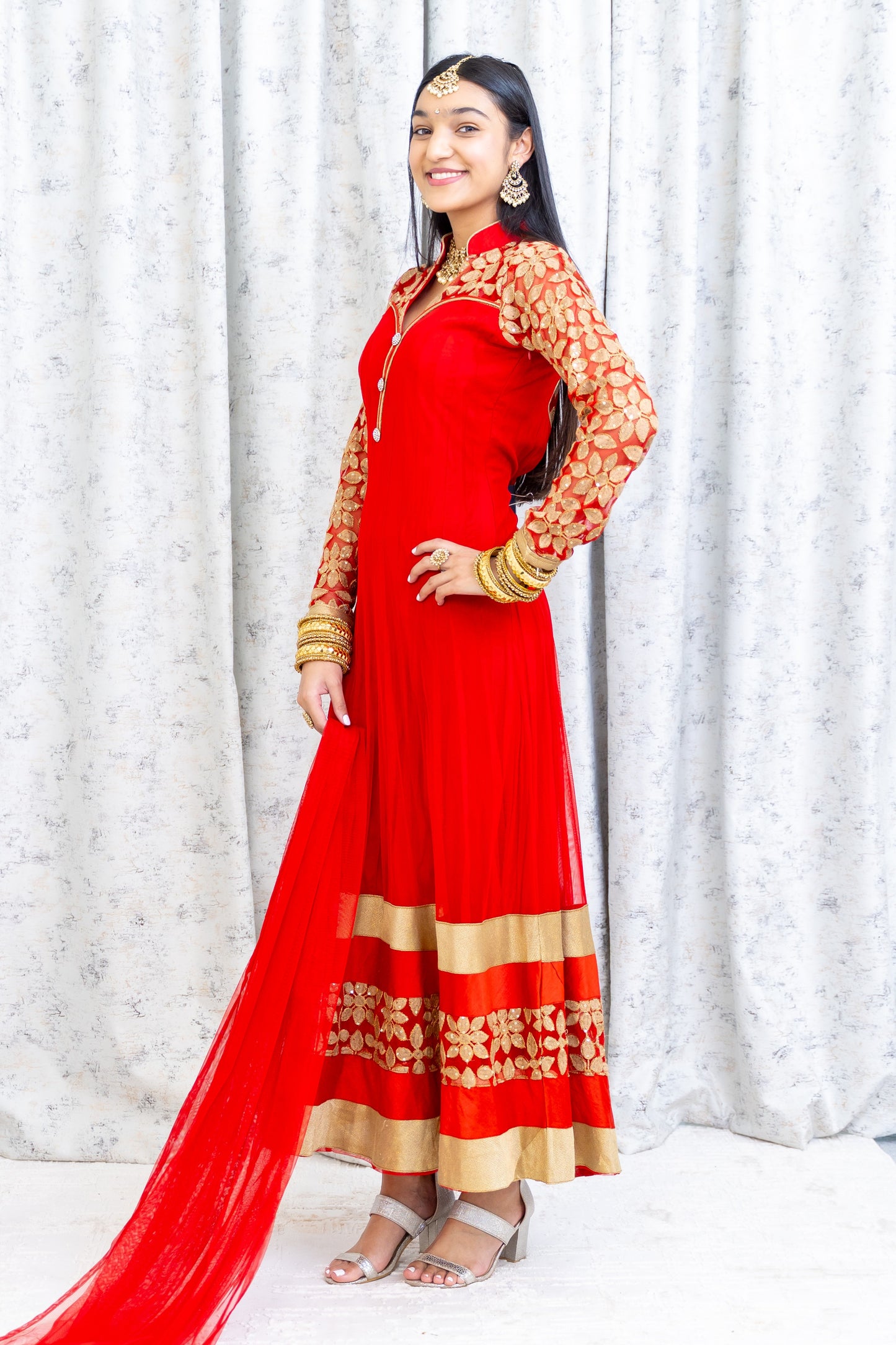 Red Net Punjabi Set