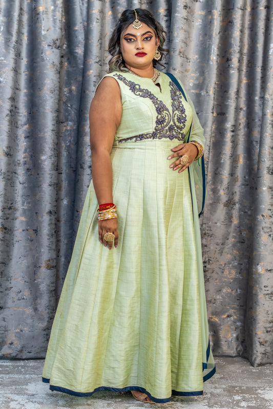 Light Green Raw Silk Punjabi Set