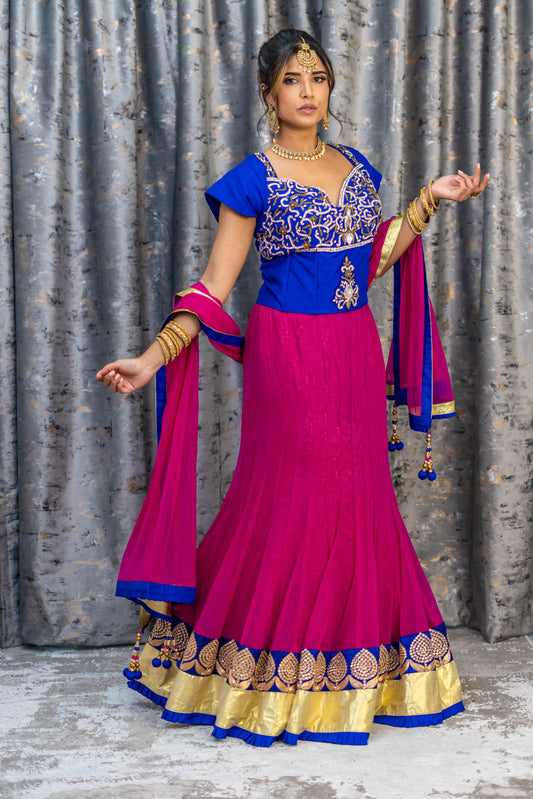 Pink Net Lehenga Set with Swarovski Stone Work