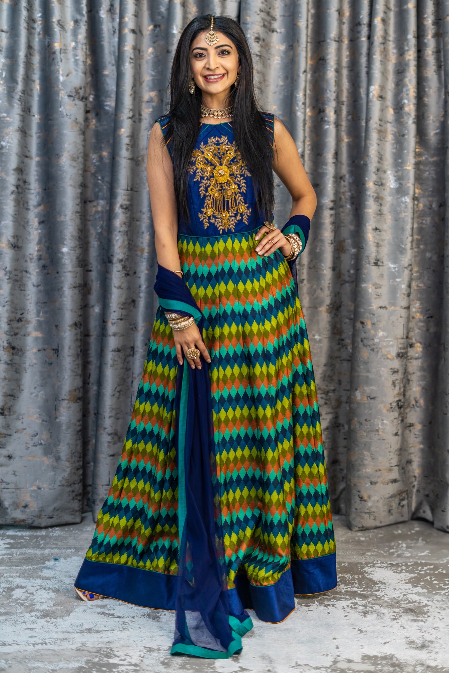 Colourful Raw Silk Punjabi Set