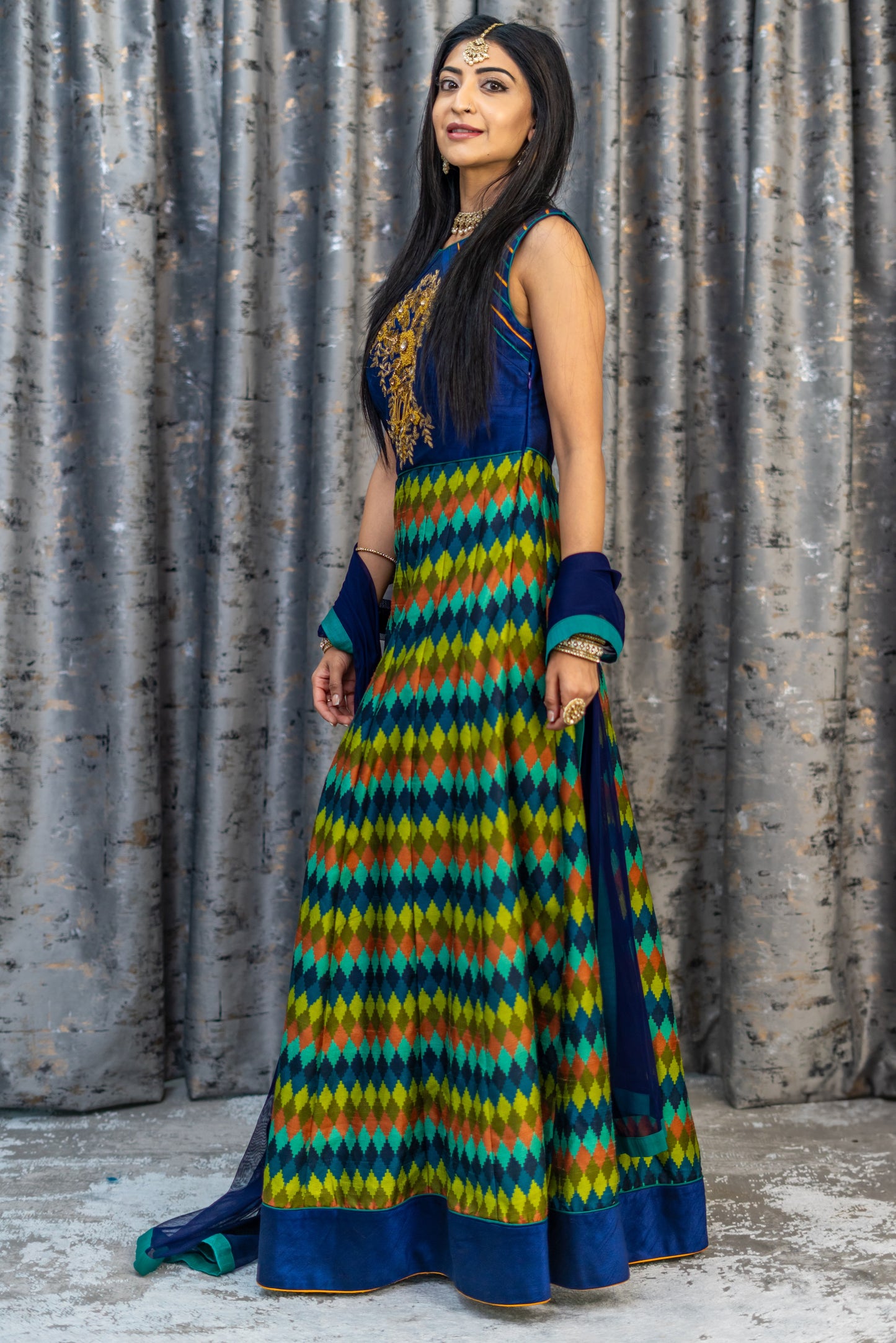 Colourful Raw Silk Punjabi Set